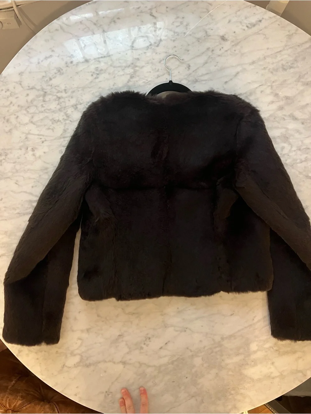Theory chocolate genuine rabbit fur jacket - Picture 10 of 13